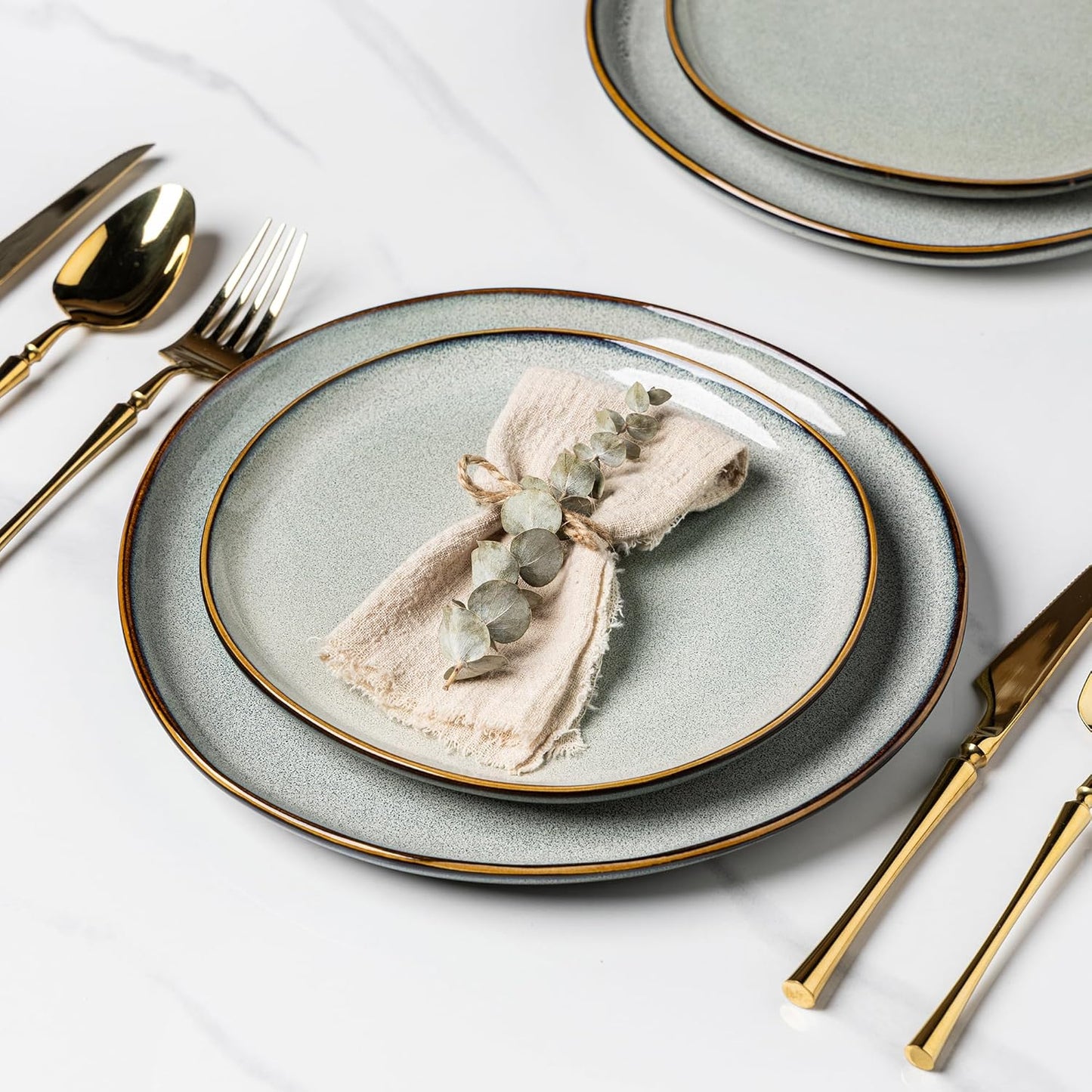 AmorArc Ceramic Dinner Plates Set of 6, 10.5 Inch Handmade Reactive Glaze Stoneware Plates, Rustic Shape Dinnerware Dish Set for Kitchen, Microwave & Dishwasher Safe, Scratch Resistant