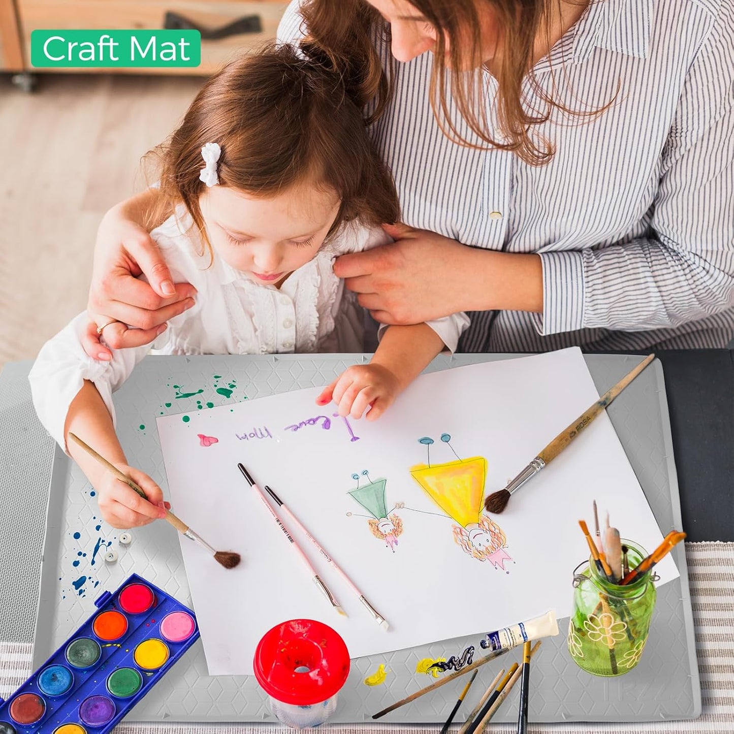 TRZZ Silicone Waterproof Under Sink Mat 28" x 22", Drip Tray and Cabinet Liner for Kitchen and Bathroom, Prevents Water Damage and Organizes Cabinets (Khaki)