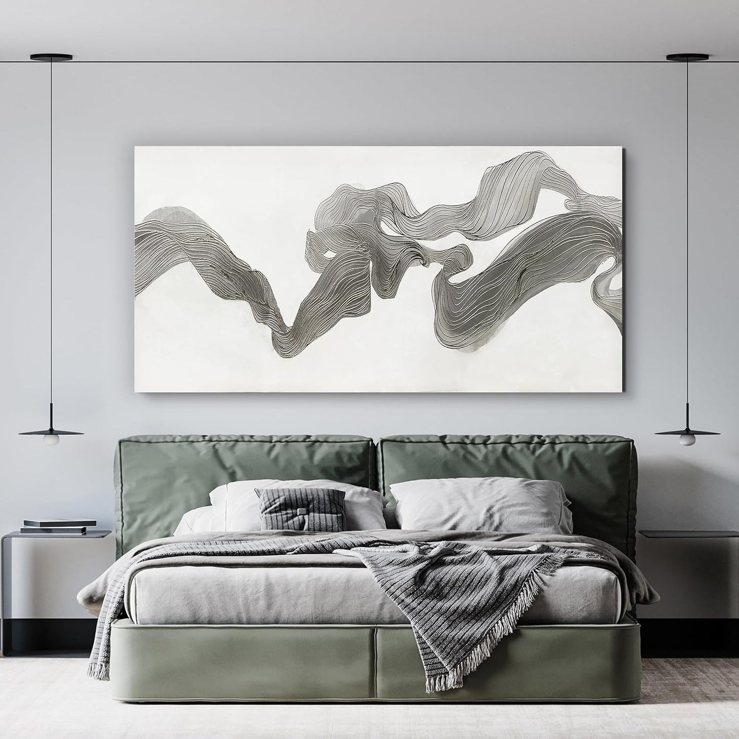 Abstract Wall Art Decor Large Modern Wall Art Decorations Wall Art Pictures for Living Room Abstract Canvas Art Wall Decor Gray White Wall Art Prints Artwork for Walls Bedroom Office Decor 24" X 48"