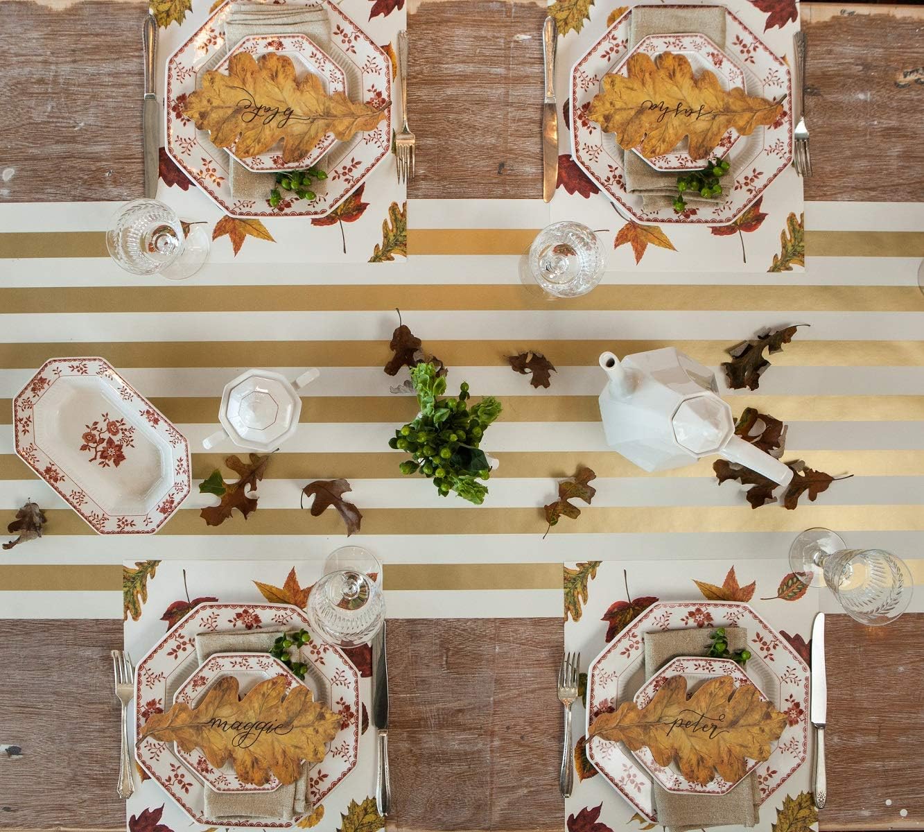 Striped Table Runner - Gold Paper Table Runner for Patries or Weddings - American Made