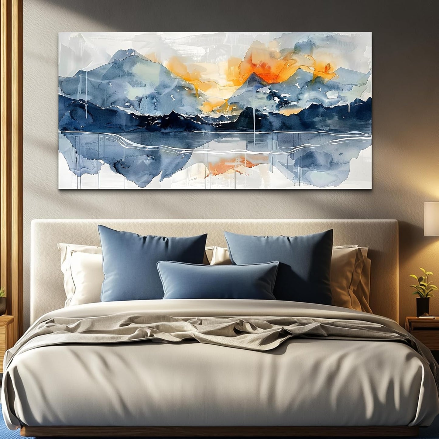 KELIYUAN Large Wall Art For Living Room Canvas Wall Decor For Bedroom Office Decoration Abstract Watercolour Wall Pictures Artwork Mountain Landscapes Paintings Modern Home Decor Hang Easy 60"X30"