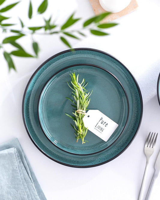 Stoneware coffee mugs set 4 pcs – 14.5 oz petrol blue ceramic cups – Dishwasher and microwave safe – Stylish modern coffee cup set – Dinner service Pure Living Interior Design