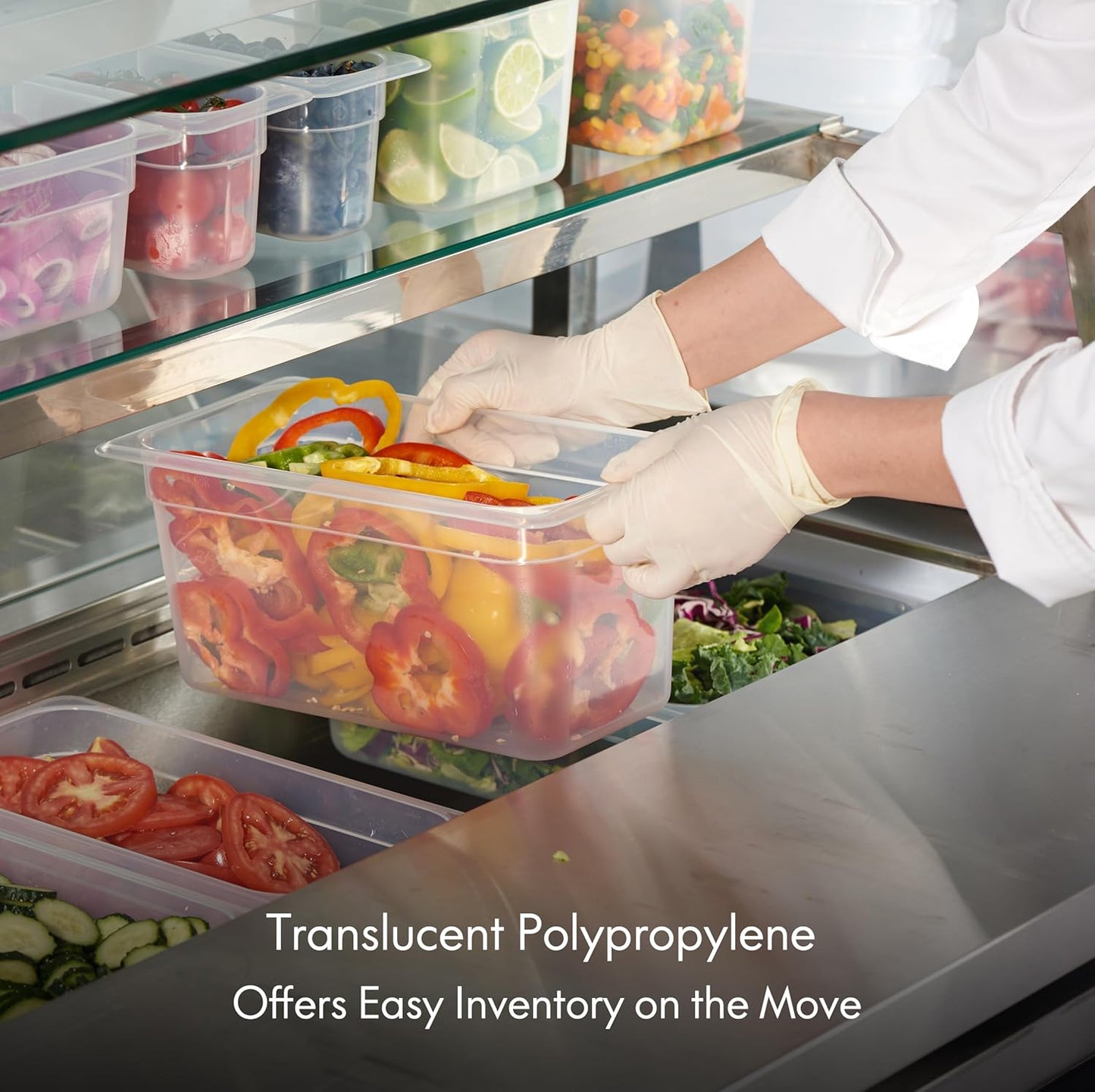 CURTA 6-Pack 1/3 Size 4" Deep Food Pan with Handled Lid – NSF Listed Commercial-Grade Translucent Polypropylene, Stackable Freezer-safe Storage for Restaurants, Catering & Buffets