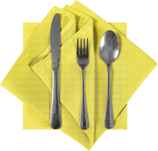 Bailarina Cloth Napkins Set of 80,17x17 inches Dinner Napkins Cloth Washable,Polyester Square Table Cloth Napkin Bulk with Hemmed Edges Ideal for Banquets, Parties and Weddings-Yellow