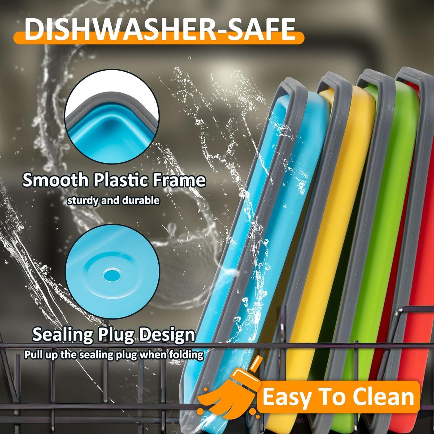 Collapsible Silicone Food Storage Containers Set with Lid & Air Vent, Foldable Lunch Containers, 16 Pack (8 Rectangular + 8 Round Bowls), BPA-Free, Space-Saving