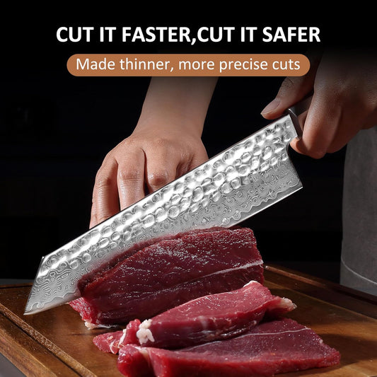 YOTSUBA 8 inch Japanese Gyuto Chef Knife,Professional Hand Forged Damascus Japanese Kitchen Knife,Ultra Sharp kitchen knives with Durable Ergonomic Wood Handle