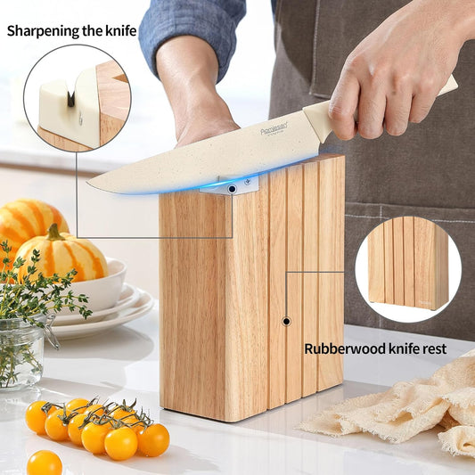 Premium Quality 8-Piece Knife Set with Block, Lightweight and Strong, Ergonomic Handles for Home,Dishwasher Safe 