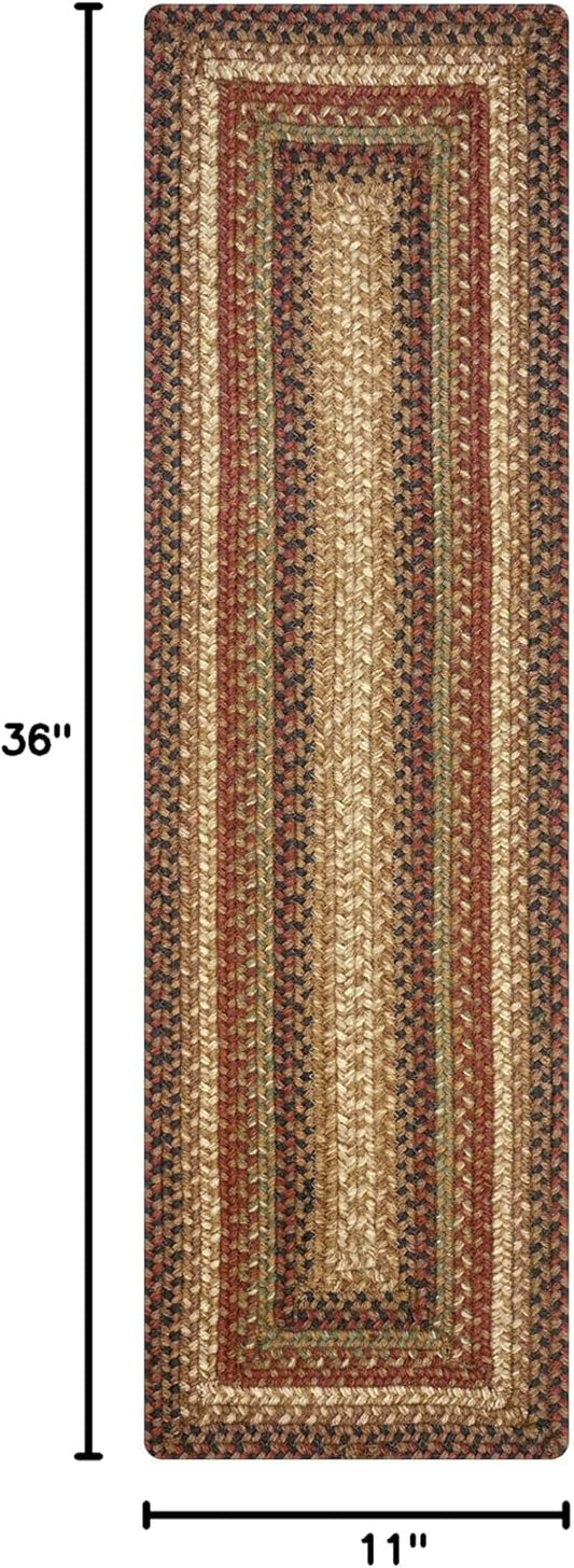 Homespice Gingerbread Jute Braided Long Table Runner, Warm Country Decor, Brown Rectangle 11x36 - Rich Colors, Easy to Clean, Durable and Protects Furniture