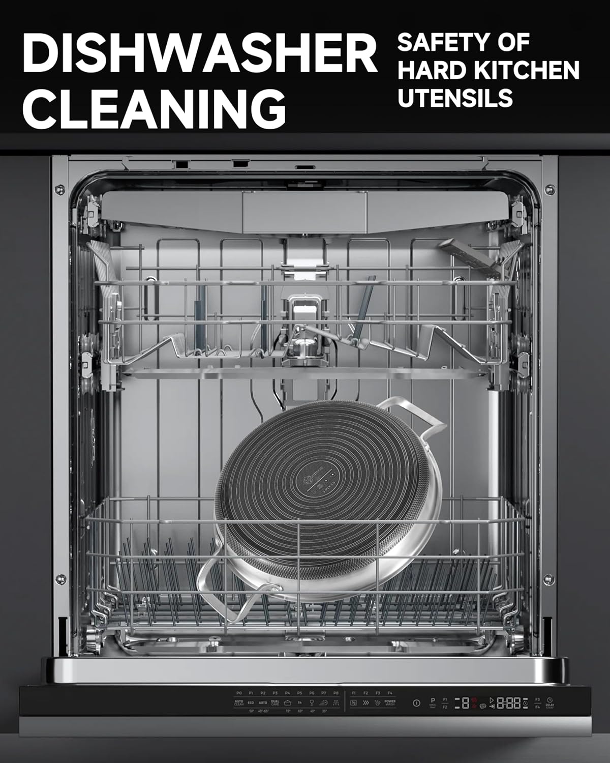 LOLYKITCH 12 In Nonstick Frying Paella Pan with Side Handles & Lid, Ceramic Coating, Tri-ply Stainless Steel, Induction Compatible, PFOA-free, Oven Safe to 600°F, Dishwasher-safe