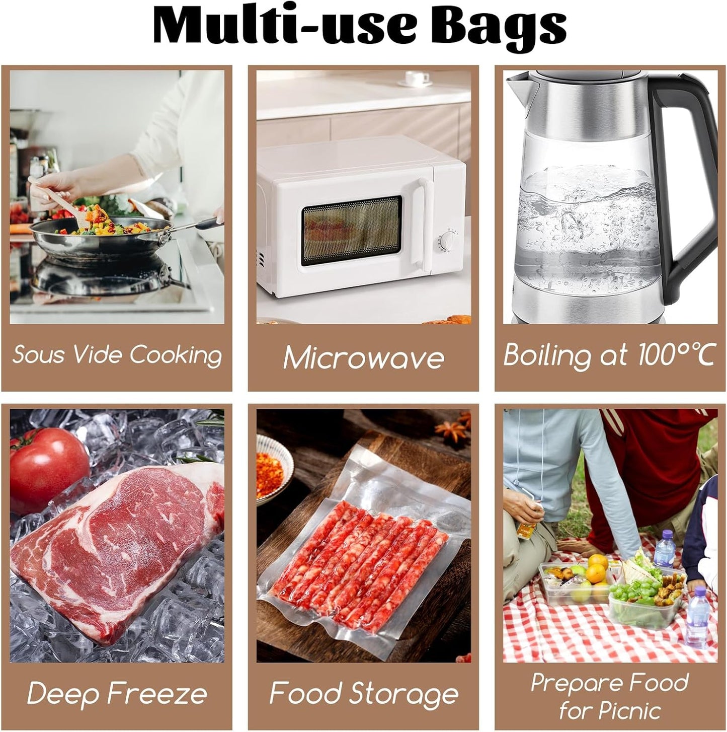 200 Quart Vacuum Sealer Bags for Food, 8" x 12" Precut Vacuum Sealer Bags, BPA Free Vacuum Seal Storage, 4mil Thick Vacuum Sealer Bags for Sous Vide and Freezer