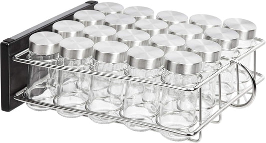 Amazon Basics 20 Jars Spice Organizer Rack, Silver (Pack of 4)