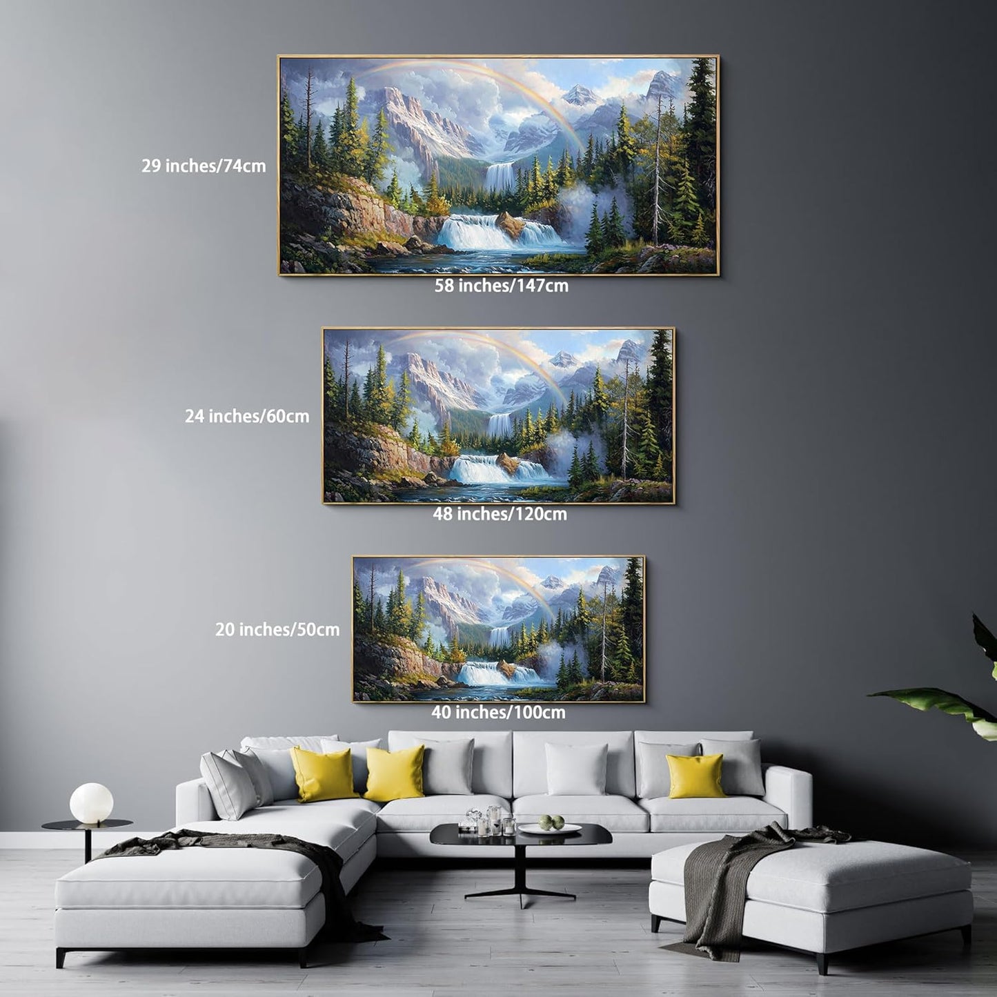 XLSJERST Waterfall Wall Art - Natural Picture Lake Landscape Large Paintings Artwork for Walls Canvas Wall Art for Living Room Bedroom Home Decor - 48x24 Inches