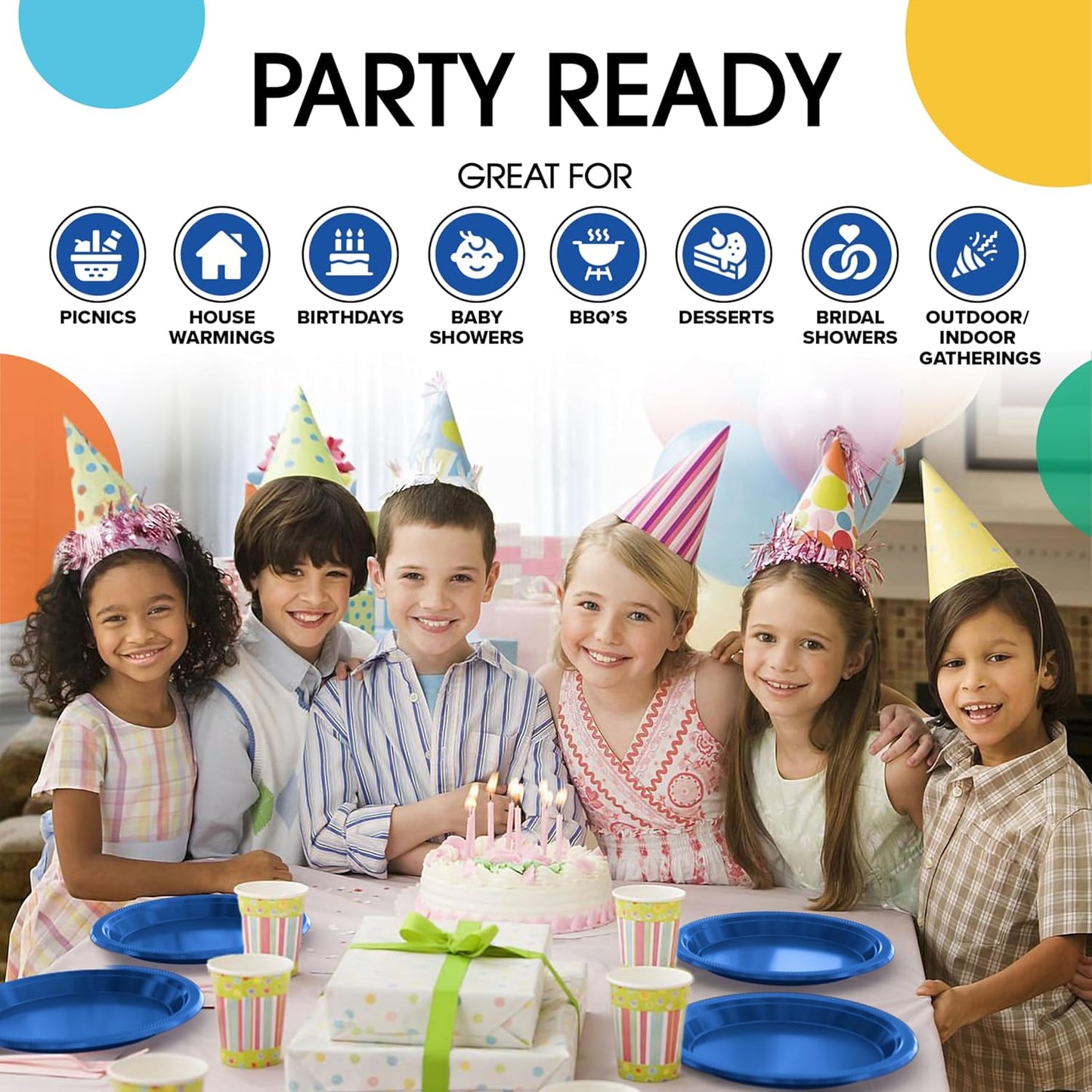 Exquisite Party Solids Dark Blue Plastic Plates For Party Supplies 10" Dark Blue Disposable Plates Heavy Duty 50 Pcs Plastic Dinnerware Sets Heavy Duty 350 GSM Disposable Dinnerware Set