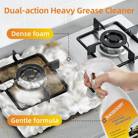 500ML Kitchen Foam Cleaner, Multipurpose Grease Cleaner Spray for Pots, Pans, Surfaces & Appliances with Dual-Spray nozzle,No-rinse Formula