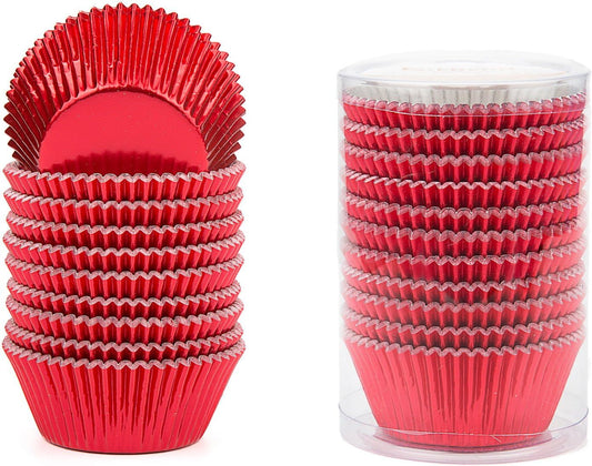 Gifbera Standard Red Foil Cupcake Liners Wrappers Baking Cups for Birthday Wedding Holiday Party, 200-Count (Red)