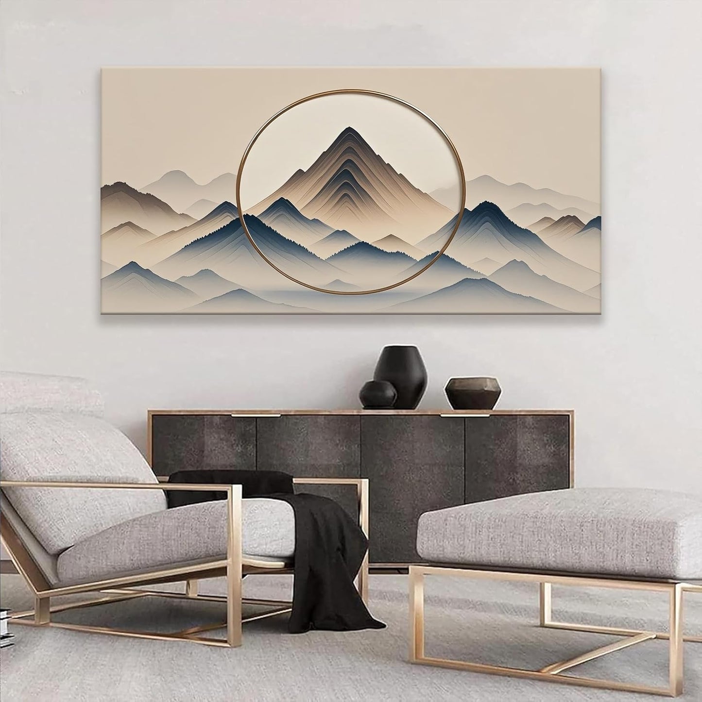 Suconvng Mountain Abstract Wall Art For Living Room Modern Canvas Art Wall Decor Bedroom Office Abstract Wall Art Mountain Landscapes Painting Decor Ready To Hang Wall Pictures 29×58 In