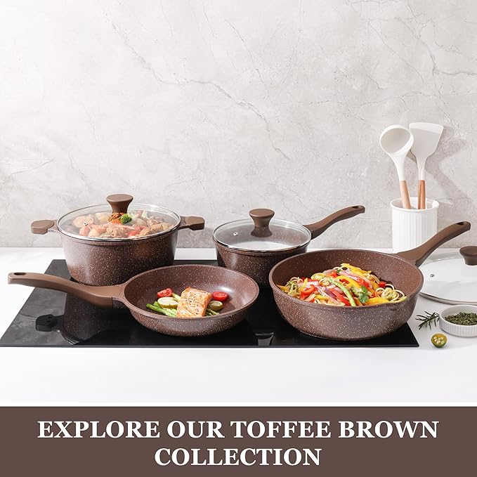 SENSARTE Nonstick Frying Pan Skillet, Granite Coating Omelette Pan, Healthy Stone Cookware Chef's Pan PFOA Free, Toffee Brown (11 Inch)