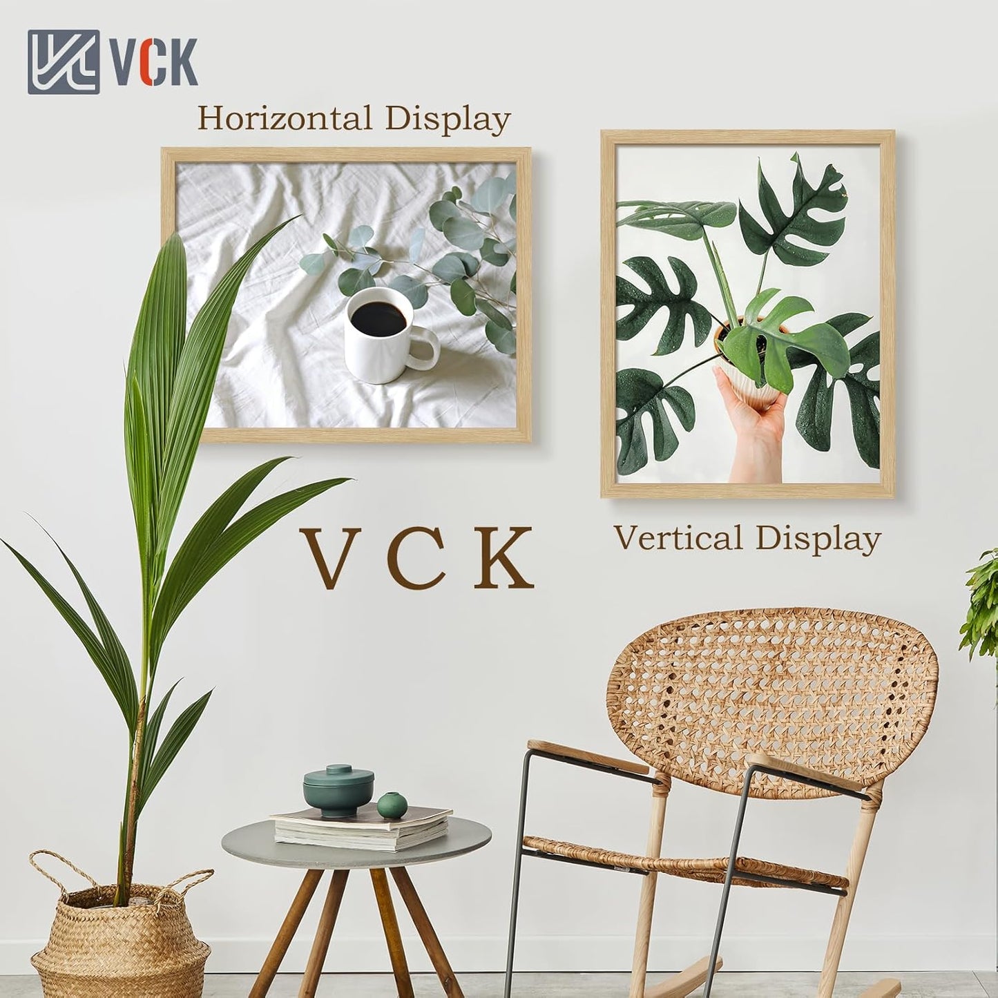 VCK 22x28 Oak Poster Frame 5 Pack, Natural Solid Wood Picture Frames, Wall Mounting Hanging