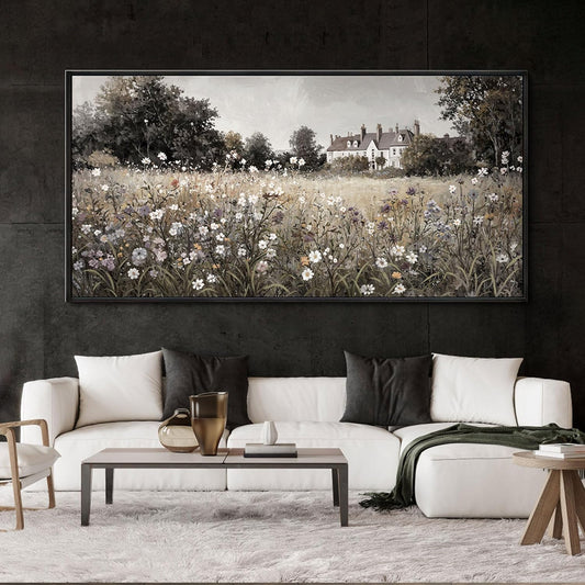 yiijeah Extra Large Wall Art - Large Pictures for Living Room Oversize Horizontal Artowrk for Wall Big Paintings Canvas Vintage Floral Neutral Picture Artwork for Home Bedroom Huge wall Decor