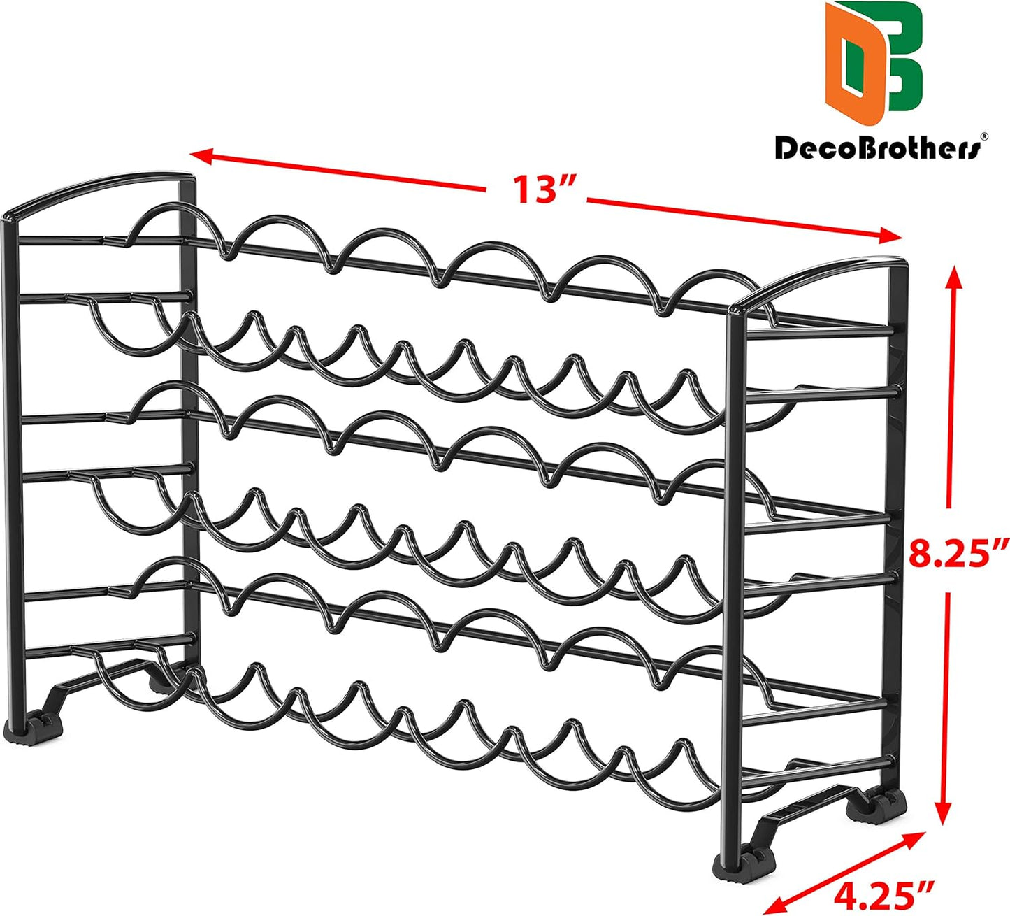Deco Brothers Spice Rack Stand holder with 18 Bottles and 48 Labels, Black