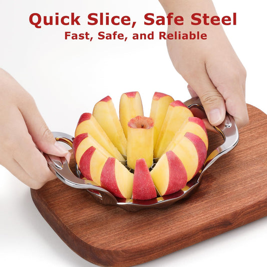 Apple Slicer, AMOHEE 12 Slice Heavy Duty Stainless Steel Apple Slicer and Corer with 3 Forks and a Cleaning Brush