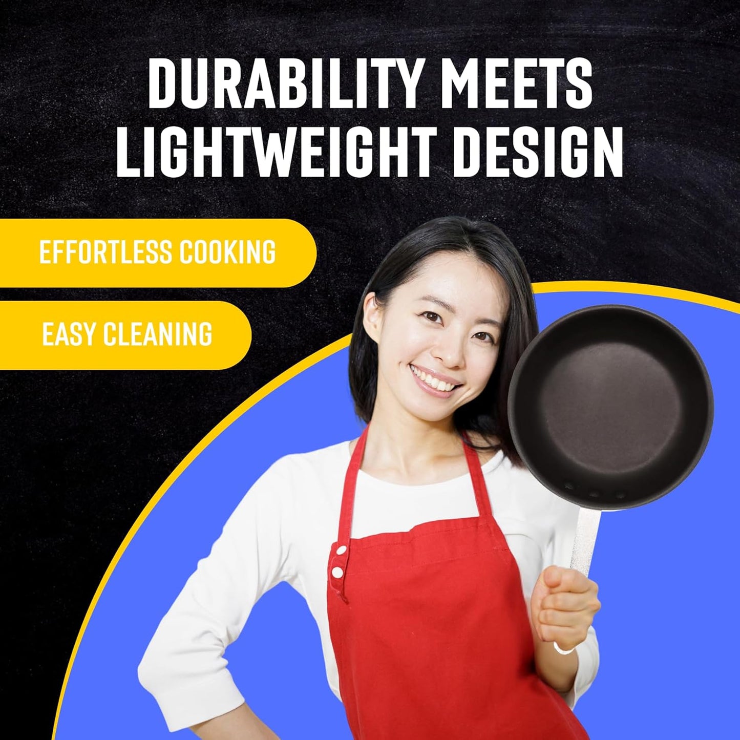 FSE 8" Professional Aluminum Fry Pan, Non-Stick Open Skillet, 3.0 mm Thick Aluminum Construction