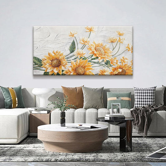 Wall Art Living Room Sunflower Wall Art Modern Canvas Art Wall Decor Home Wall Decor Suitable Pictures For Bedroom Apartment Office Can Be Hung 24" X 48"