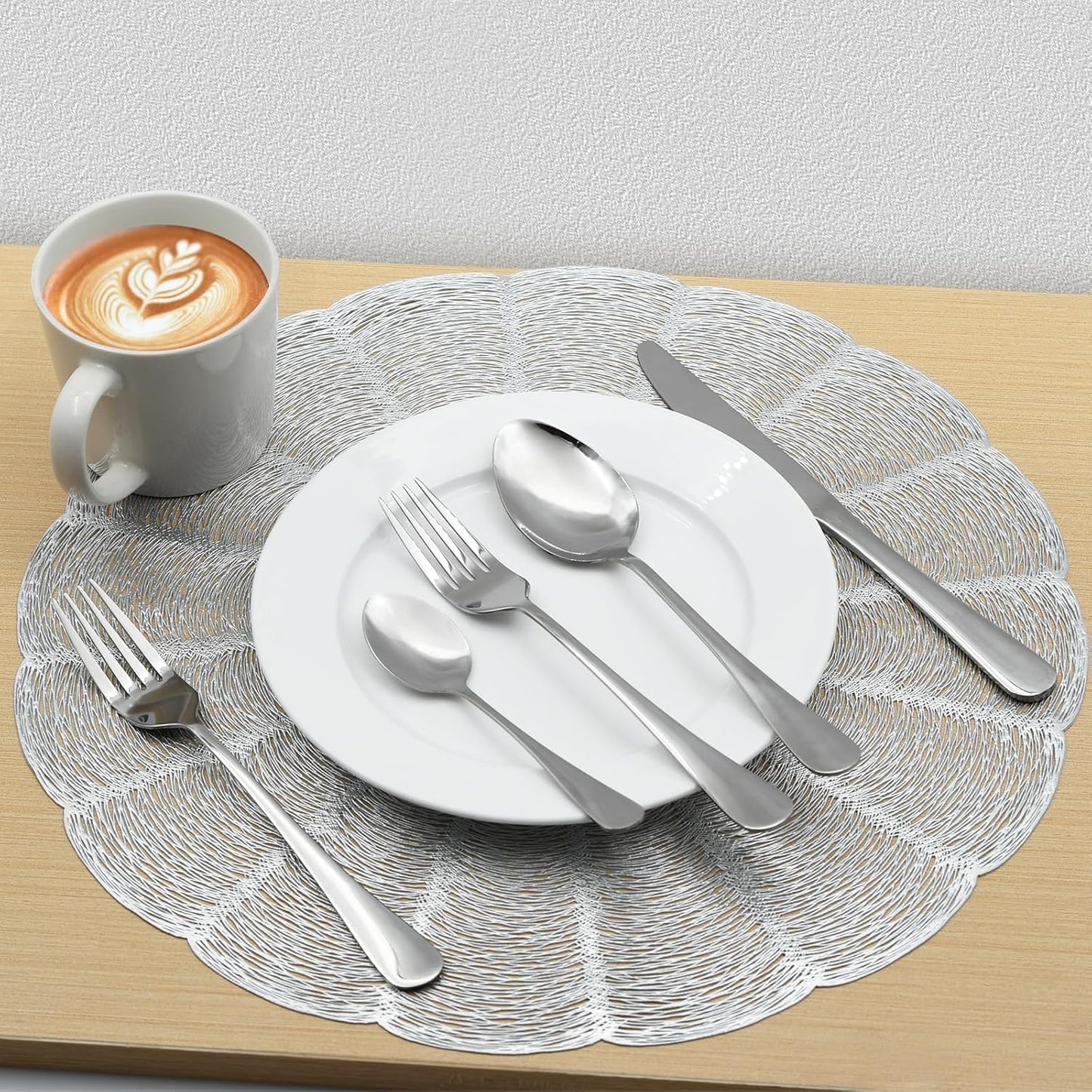 24 pcs Flatware Set, Silverware Set for 6, Knife Fork Spoon, Home Dinnerware Tableware Set for 6, Cutlery Set, Include Knives/Forks/Spoons