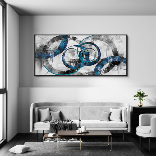 XLSJERST Extra Large Blue Abstract Canvas Wall Art - Modern Art Wall Decor Wall Pictures for Living Room Bedroom Office Gray and White Paintings Artwork for Wall