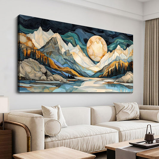 JEAWA Large Canvas Wall Art - Abstract Painting Decor, Textured Mountain Pictures as Gifts for Friends, Modern Art Prints for Bedroom Living Room Bathroom Home Decoration, 29x58 IN