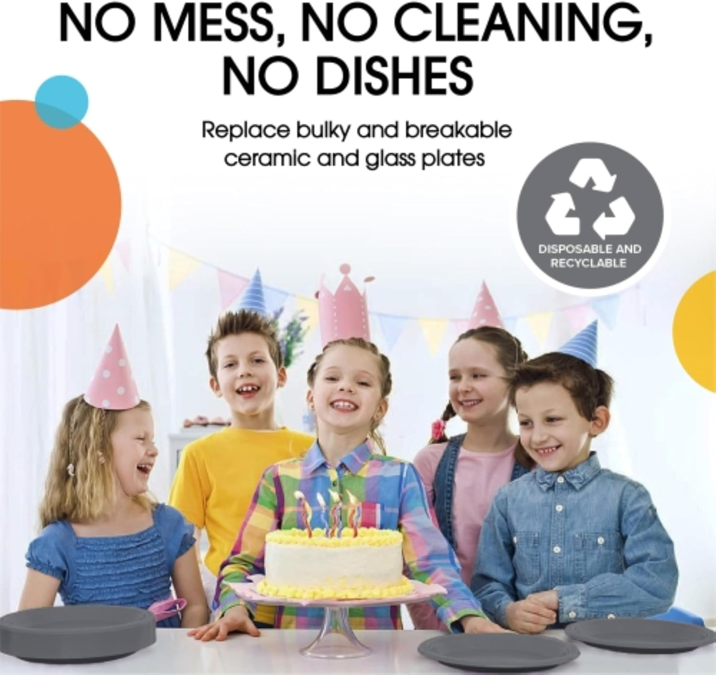 Exquisite Party Solids Silver Plastic Plates For Party Supplies 9" Silver Disposable Plates Heavy Duty 50 Pcs Plastic Dinnerware Sets Heavy Duty 350 GSM Disposable Dinnerware Set