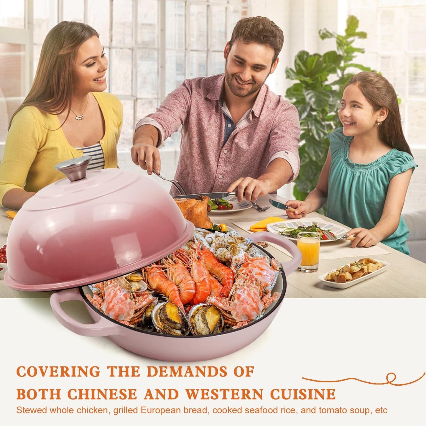 DVK Dutch Oven Pot with Lid for Sourdough Bread Baking Enameled 6 Qt Cast Iron Dutch Oven for Resistant Stovetop and Oven Safe