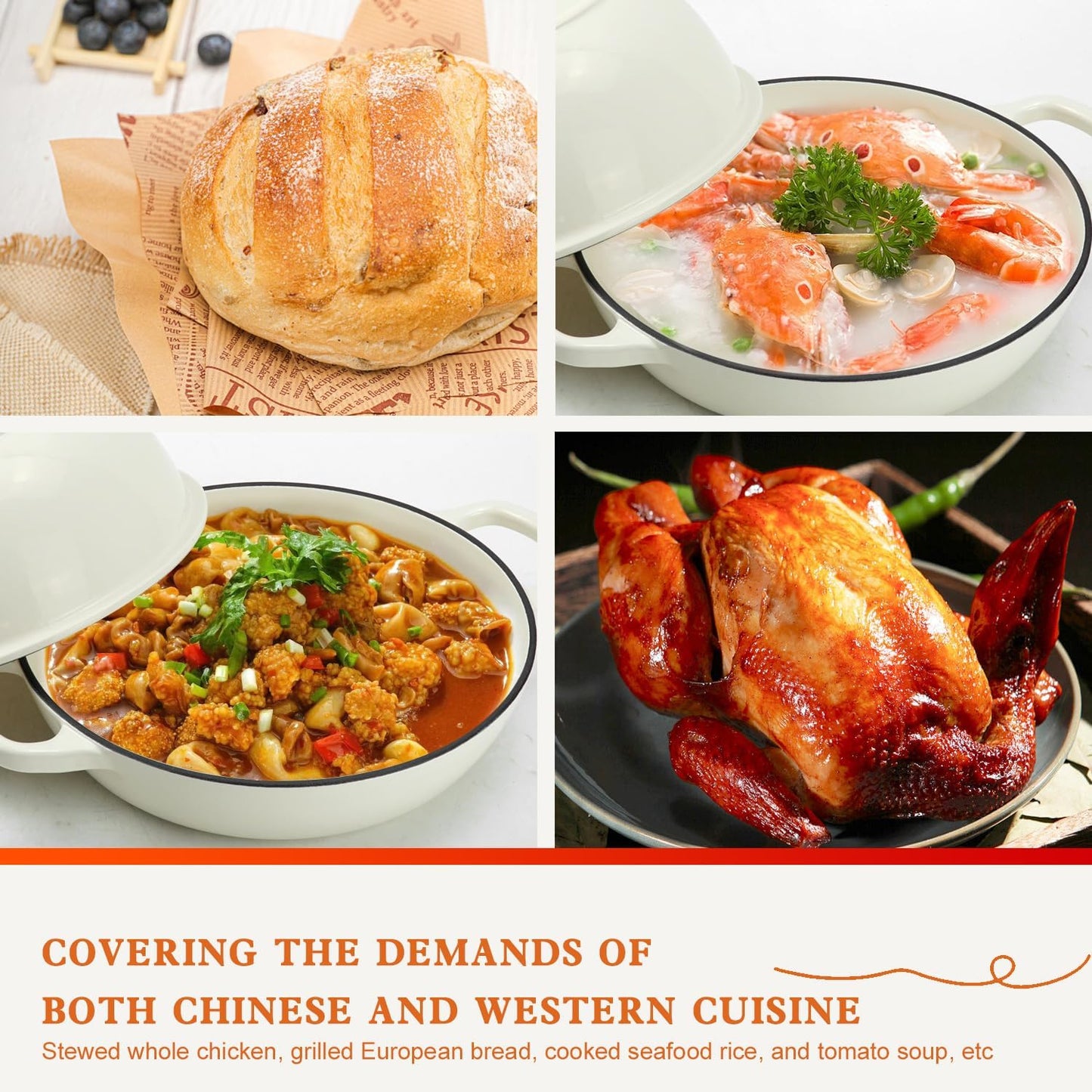 DVK Dutch Oven Pot with Lid for Sourdough Bread Baking Enameled 6 Qt Cast Iron Dutch Oven for Resistant Stovetop and Oven Safe