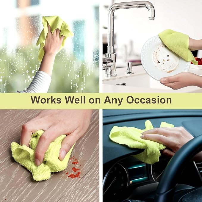 LIVOS Microfiber Cleaning Cloth Roll - 80 Pack, Reusable Paper Towels Tear Away Towels, Microfiber Towels for Cars, Super Absorbent Lint Free Cleaning Rags for House, Kitchen-Beige Yellow,11.5"x11.5"