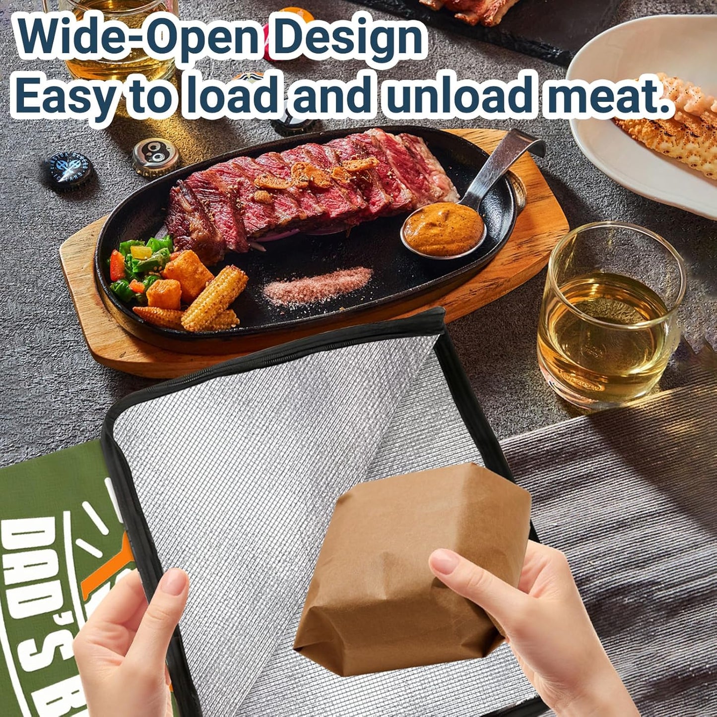 21in Brisket Blanket & Meat Resting Bag – Insulated BBQ Blanket for Resting Meat | Heavy-Duty Smoker Accessory for Brisket, Pork Shoulder, Smoked Turkey | BBQ Gifts for Men & Meat Lovers