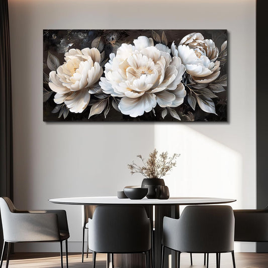 QIYILEXWART Canvas Wall Art For Living Room Wall Decor For Bedroom Office Wall Decoration White Peony Landscape Painting Farmhouse Pictures Artwork Room Aesthetic Home Decor 20x40 In