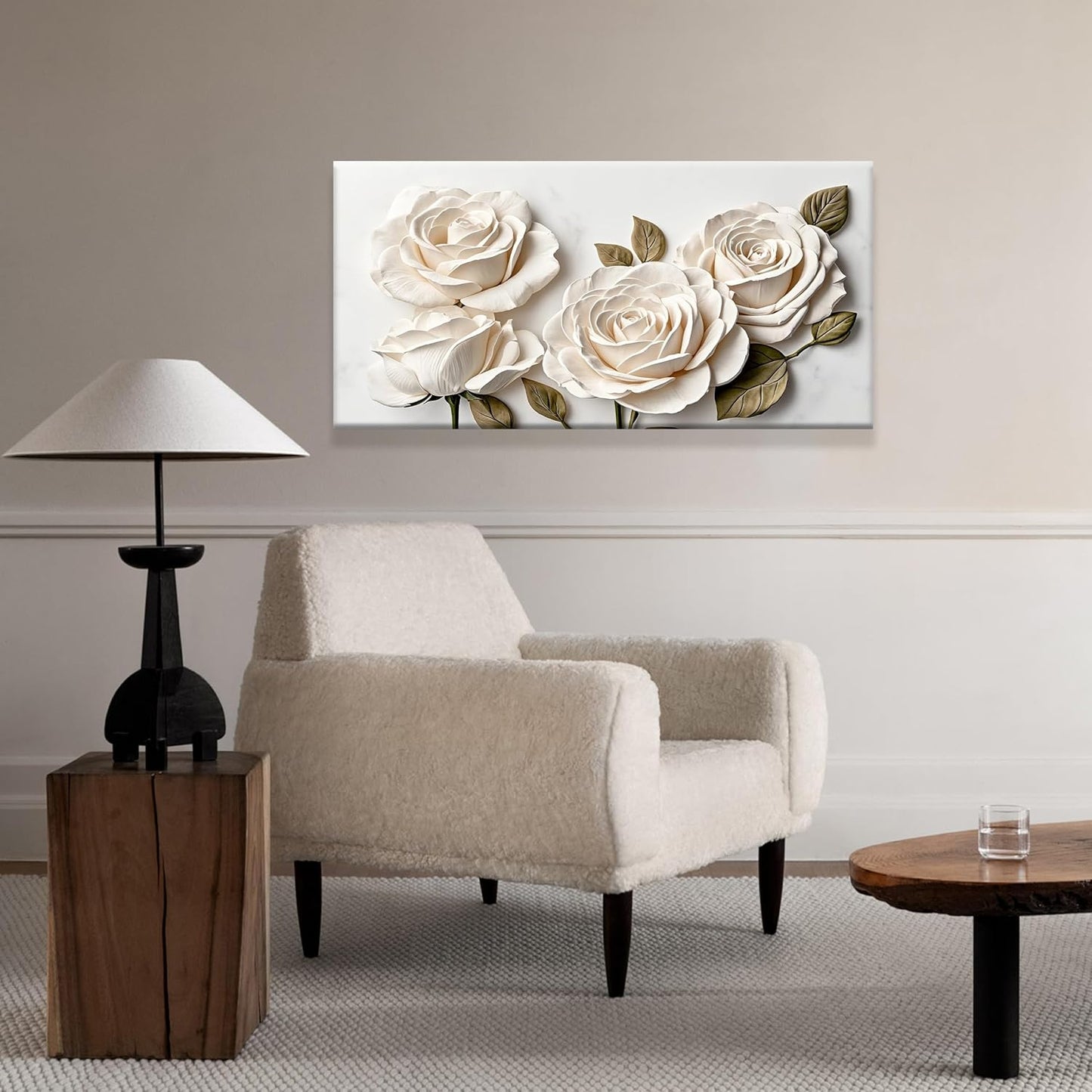 Suconvng Canvas Art Wall Decor Modern Minimalist Home Wall Decor Flower Paintings White Wall Art Prints Floral Wall Art Pictures For Bedroom Kitchen Office 20"×40"