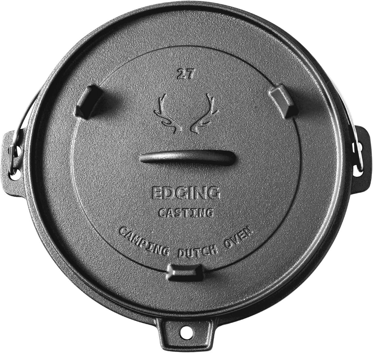 Pre-Seasoned Cast Iron Dutch Oven With Skillet Lid, Outdoor Camping Deep Pot for Camping Fireplace Cooking BBQ Baking Campfire, Leg Base, 4.5 Quart
