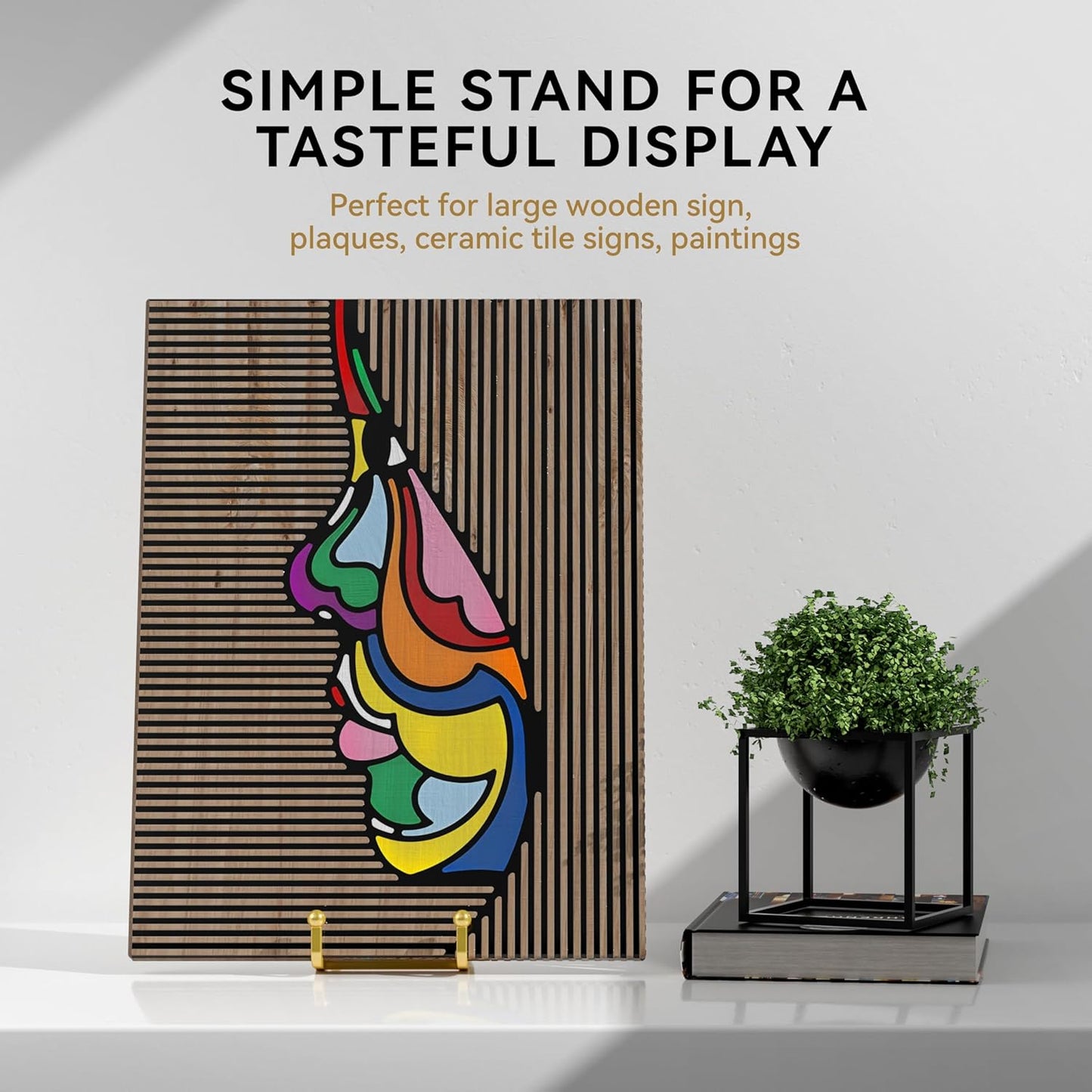 Plate Stands for Display 12 Inch Heavy Duty - Metal Picture Frame Easel Stands for Large Plates, Books, Platters, Plaques, Decor (Gold 2 Pack)