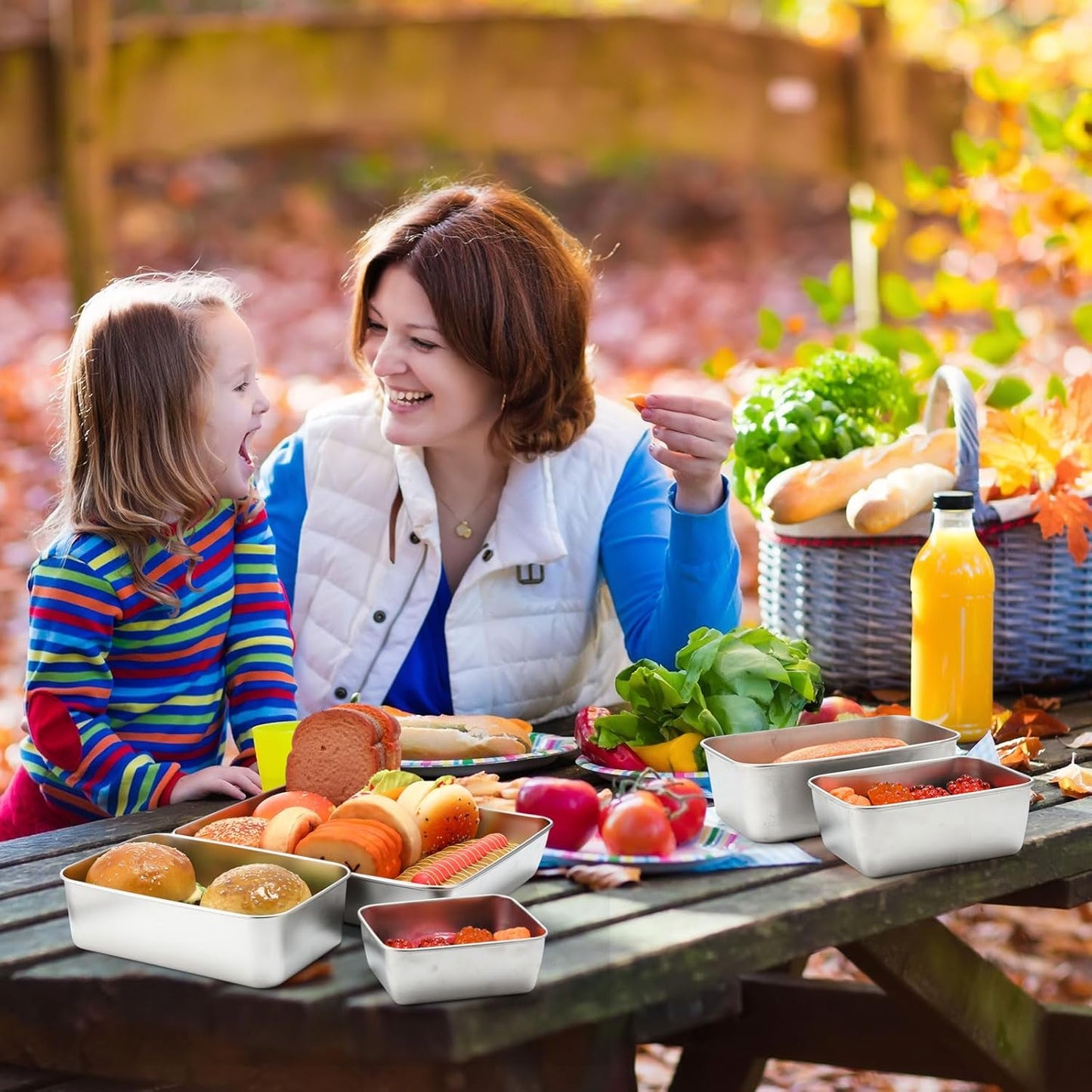 12pcs 6 Sizes Stainless Steel Food Storage Container with Lid Reusable Meal Prep Container Stackable Metal Storage Box Kitchen Tray for Meat Marinating Oven Freezer Leftovers Dishwasher Safe