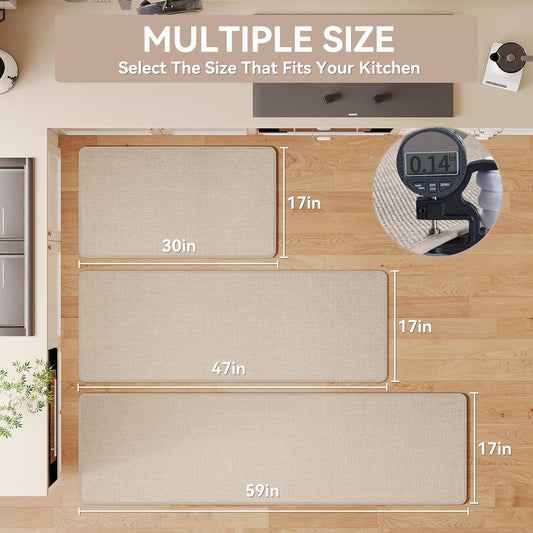 Kitchen Rugs and Mats Non Slip Washable, Absorbent Runner Rugs for Kitchen, Front of Sink, Kitchen Mats for Floor,Easy to Clean and Maintain Kitchen Floor mat(Beige, 17"x59")