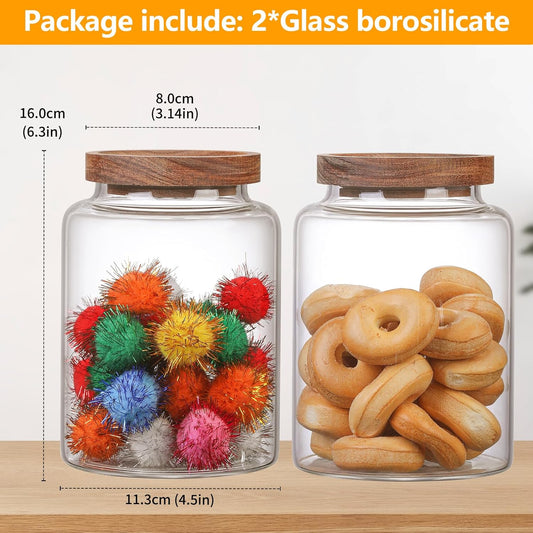 Vacuum Coffee Canister Glass Food Storage Jars With Airtight Lids Borosilicate Glass Coffee Canister Container for Coffee Beans & Grounds Tea Sugar Spices Kitchen (40oz(1200ml)-2 pack