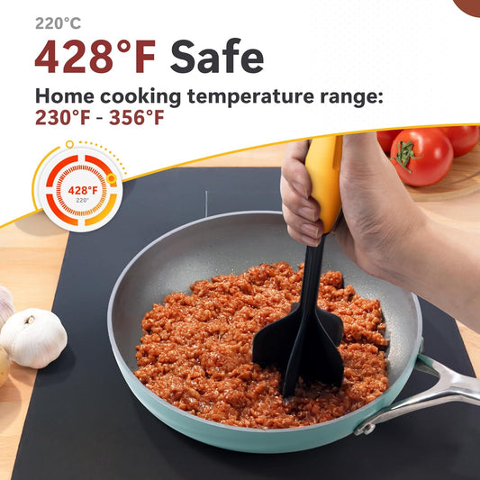 Li&Zhao Ground Beef Chopper Tool - Meat Chopper for Ground Beef Ground Meat Smasher Hamburger Smasher Tool Ground Beef Masher Meat Spatula Chopper Potato Mashers Heat Resistant Nylon for Mix (Orange)