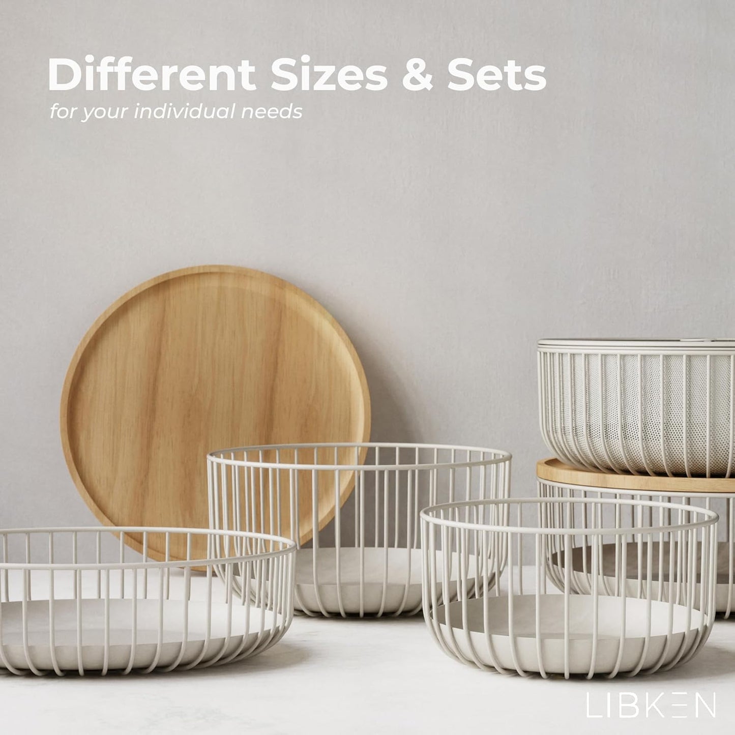 Metal Fruit Bowl with Mesh Lid and Basket - Fruit and Vegetable Holder for Kitchen Counter - Versatile and Durable Storage Basket Organizer for Fruit, Veggie, Snacks - 11x11x4-Inch (Warm Gray)