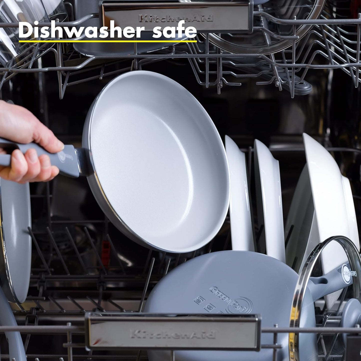 GreenPan Dover Healthy Ceramic Nonstick, 10" Frying Pan Skillet, PFAS-Free, Dishwasher Safe, Comfort Grip Handle, Grey