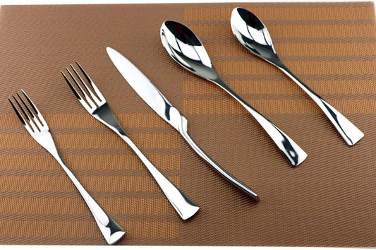 Silverware Set Mirror Polished Utensils – 5-Piece Flatware Set – Service for 1 – Stainless Steel Cutlery Kit of Dinner Forks, Spoons, Knives, Salad Forks & Teaspoons