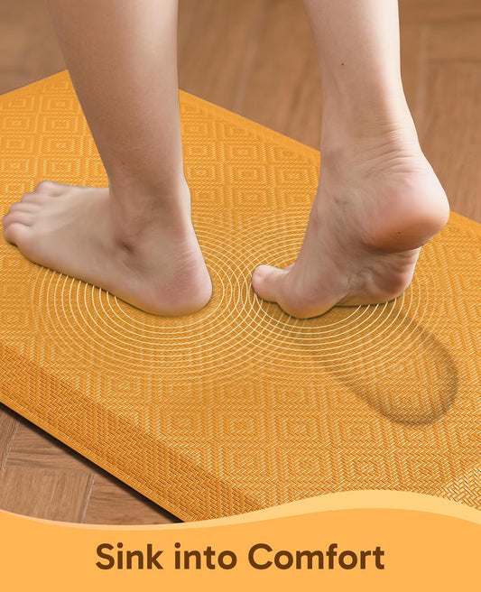 Ophanie Kitchen mats for Floor, 3/4 inch Thick, Kitchen Rugs, 20''x39'' Anti Fatigue Standing Cushioned Mat, Waterproof,Comfort Ergonomic mat for Office, Home, Sink,Yellow Non-Slip Bottom