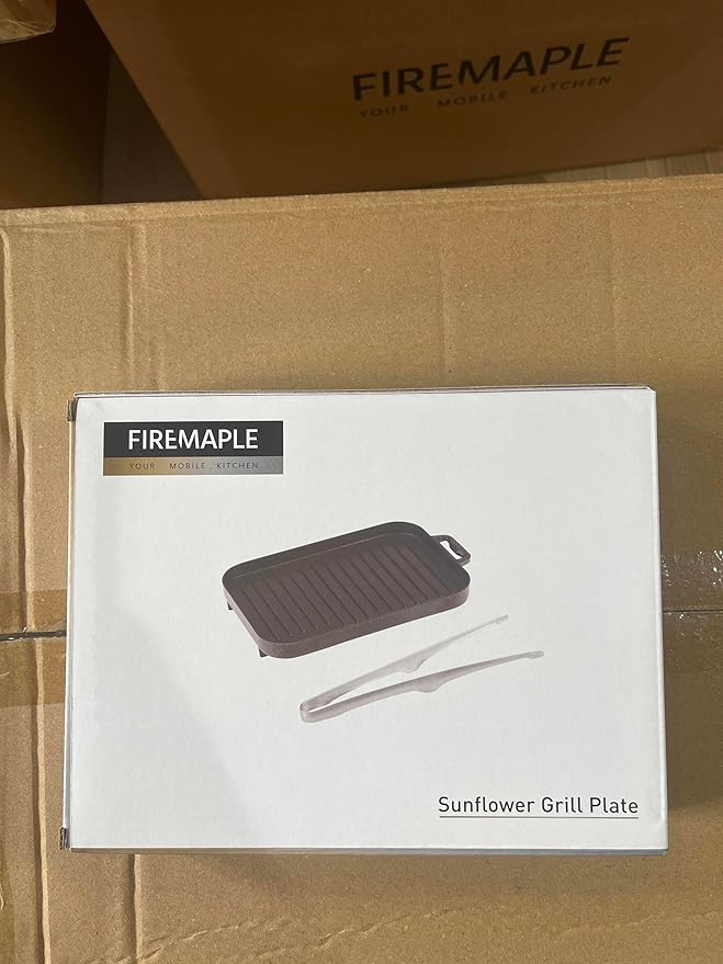 Fire Maple Compact Aluminium Alloy Mini Griddle Set with Stainless Steel Tongs - Portable Heating Kit for Outdoor and Indoor Use