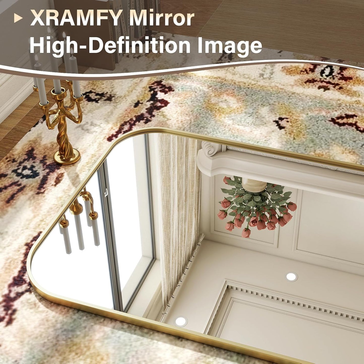 77x38 Inch Floor Length Mirror with Stand, Full Length Standing Mirror for Bedroom, Full Body Tall Mirrors with Modern Aluminum Alloy Frame in Gold, Home Decor