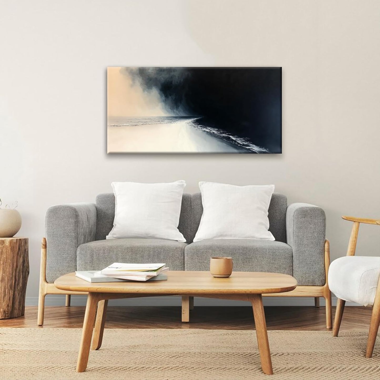 Tsomzxng Black And White Abstract Wall Art Modern Minimalist Canvas Art Wall Decor Print Picture Abstract Wall Decor Painting Picture For Bedroom Office Home Wall Decoration 20 X 40 In